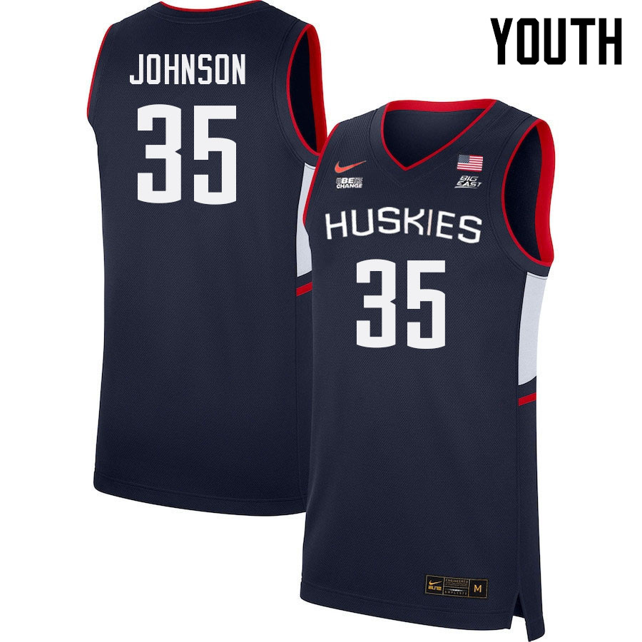 Youth #35 Samson Johnson Uconn Huskies College 2022-23 Basketball Stitched Jerseys Sale-Navy